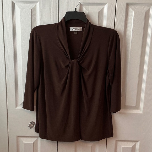 Kasper Women's Knot-Front 3/4-Sleeve Blouse - Picture 1 of 4